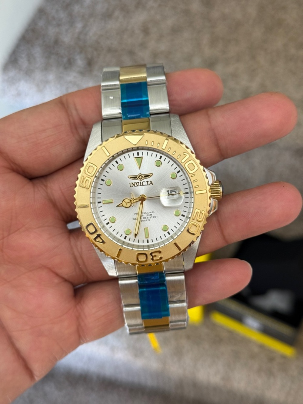 Invicta Two-Tone Silver and Gold pro diver Men's Bracelet Watch